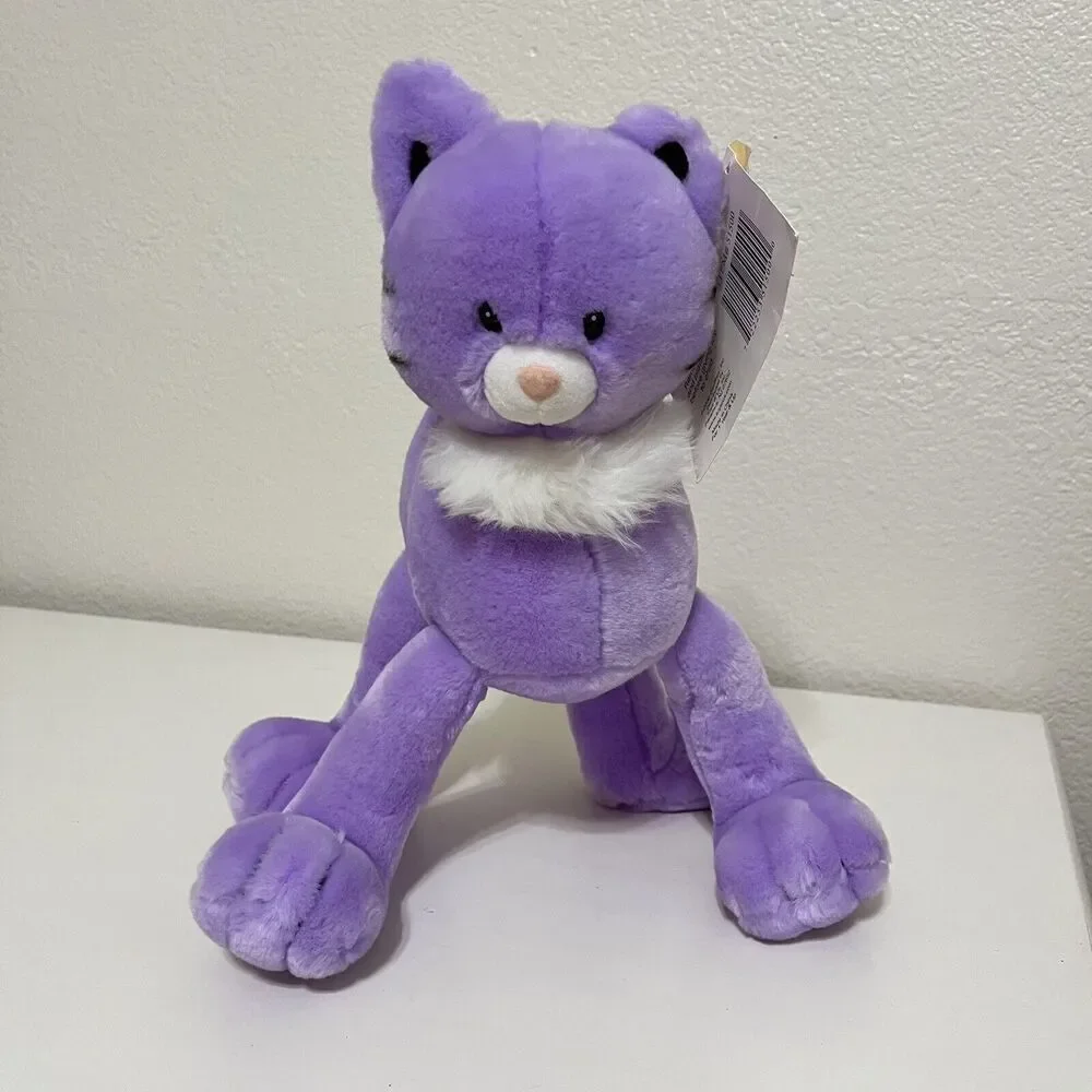 Vintage Animal Alley Toys R Us Purple Cat Plush Stuffed Animal Posable 2000 TAGS